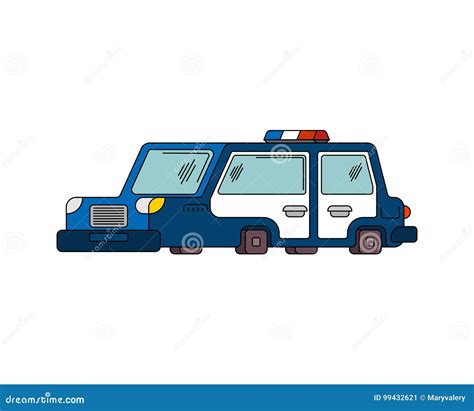 Police Car Cartoon Style Patrol Car Vector Illustration Stock Vector