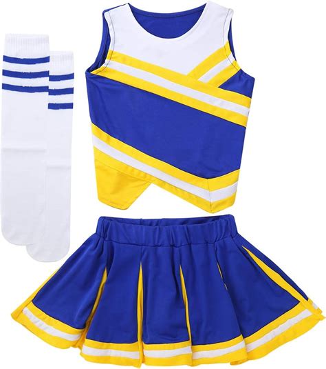 Inlzdz Kids Junior Shoolgirl Cheerleading Uniform Cheer Leader Costume