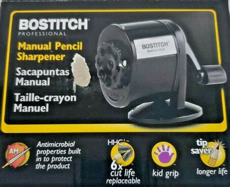 Bostitch Counter Wall Mount Antimicrobial Manual Pencil Sharpener Black