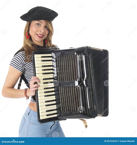 French Girl With Accordion Stock Image Image Of Portrait 85724233