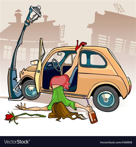 Cartoon Caricature Of A Drunken Girl Fell Out Vector Image