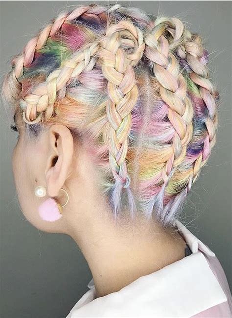 Pastel Rainbow Braid Hairstylist Shelleygregoryhair Hair Hair Looks