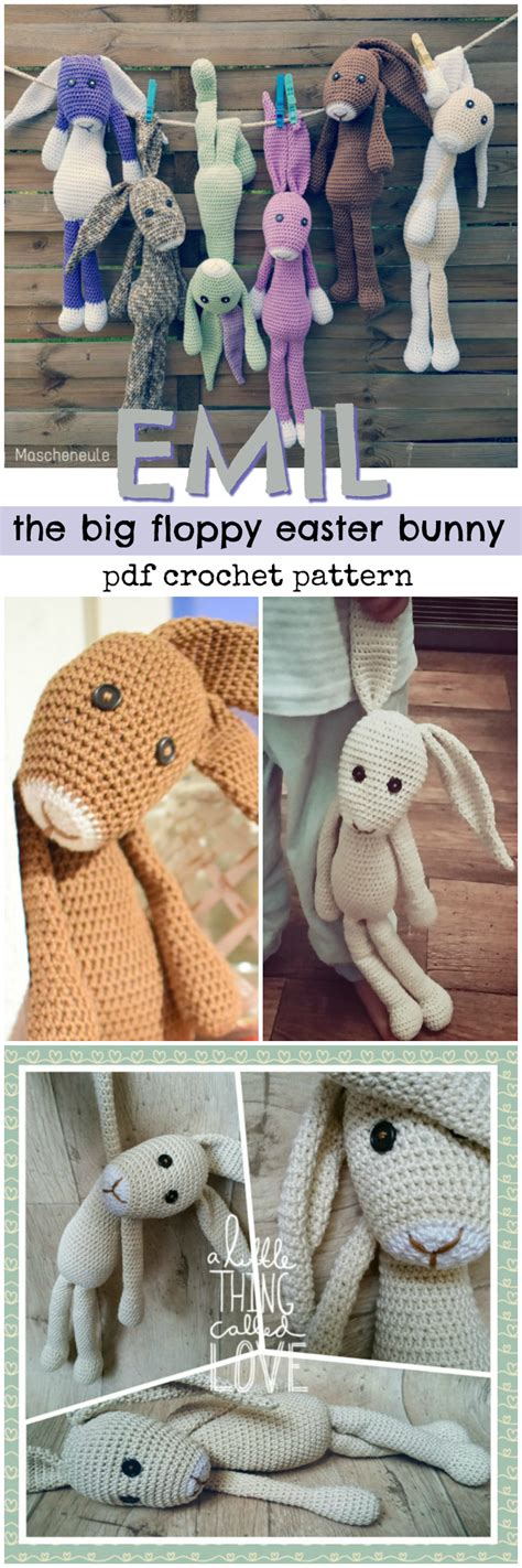 Use sewing needle and thread to attach buttons as eyes. I love this adorable big floppy easter bunny crochet ...