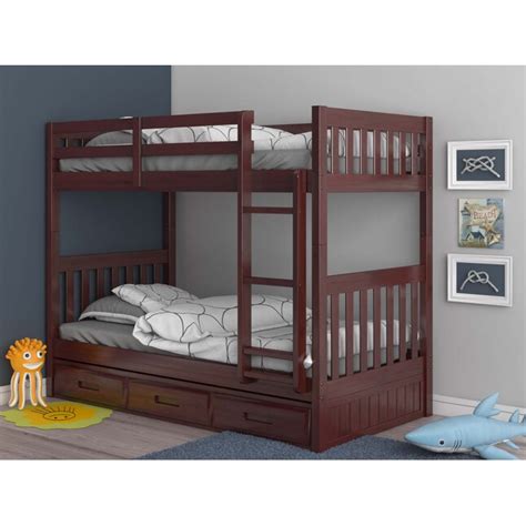 Oshome Rich Merlot Twin Over Twin Bunk Bed In The Bunk Beds Department