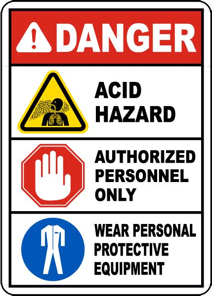 Danger Acid Hazard Wear Ppe Sign G3654