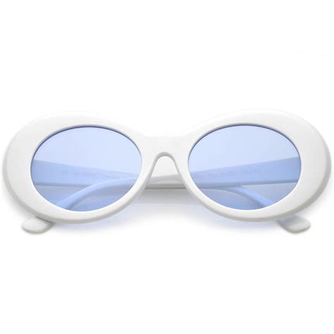 retro white oval sunglasses with tapered arms neutral colored gradient sunglass la
