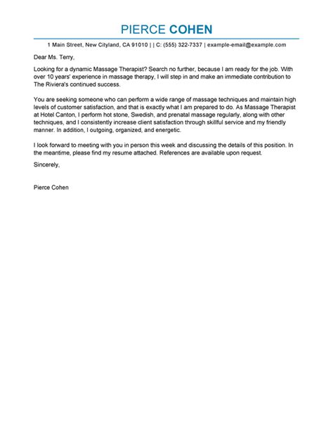 How do i write a quick cover letter? Outstanding Massage Therapist Cover Letter Examples ...