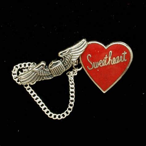 Sweetheart Pin Red Enamel Heart Pilot Wings Circa Ww Ii Etsy