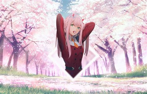Wallpaper Pink Sakura Darling In The Frankxx Zero Two Images For