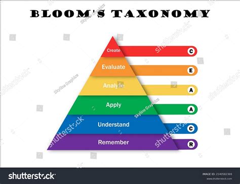 Blooms Taxonomy Illustration Pyramid Shape Educational 库存矢量图（免版税