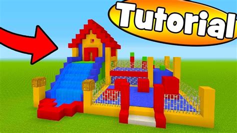 Minecraft Tutorial How To Make A Bouncy House House With A Water Slide