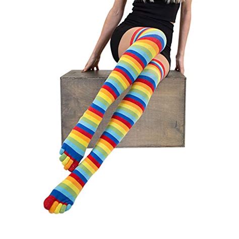 Toetoe Essential Everyday Cotton Over Knee Toe Socks Rainbow M 45 115 F 6 13 Amazon