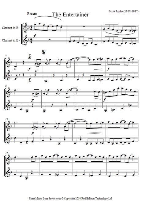 The entertainer sheet music for piano download free in pdf. Scott Joplin - The Entertainer sheet music for Clarinet Duet | Kotta