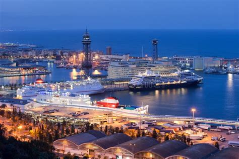 Cruise Port Terminal In Barcelona At Night Stock Photo Image 46577200