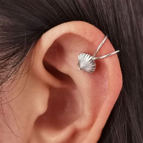 Silver Ear Cuff Helix Earring Cartilage Earring Fake Ear Piercing