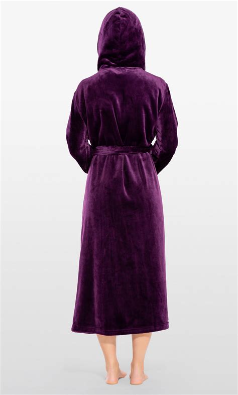 Luxury Bathrobes Plush Robes Super Soft Purple Plush Hooded Women