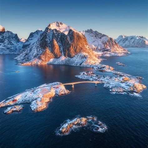 🇳🇴 Aerial View Of Reine And Hamnoy At Sunrise In Winter Lofoten