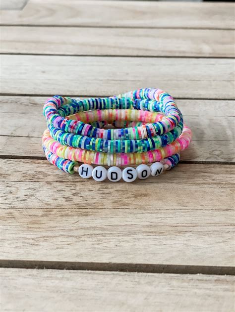Customizable Tie Dye Polymer Clay Beaded Stretch Bracelet Etsy