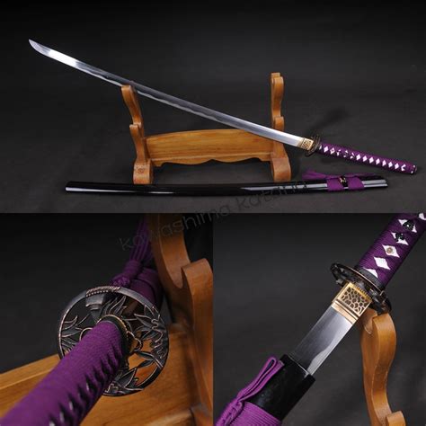 Traditional Handcraft Vintage T10 Purple Samurai Sword Katana Sharp