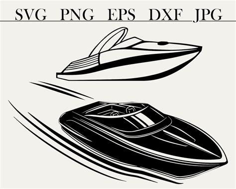Speed Boat Svg Yacht Svg Motor Boat Silhouette Svg Files Silhouette Cut