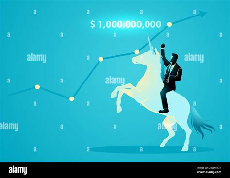 Vector Illustration Of A Businessman Riding A Unicorn The Term Unicorn