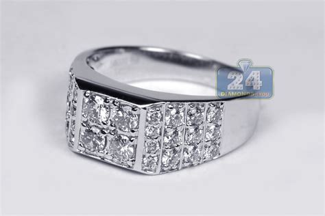 Check spelling or type a new query. Mens Diamond Cluster Signet Ring 14K White Gold 1.66 ct