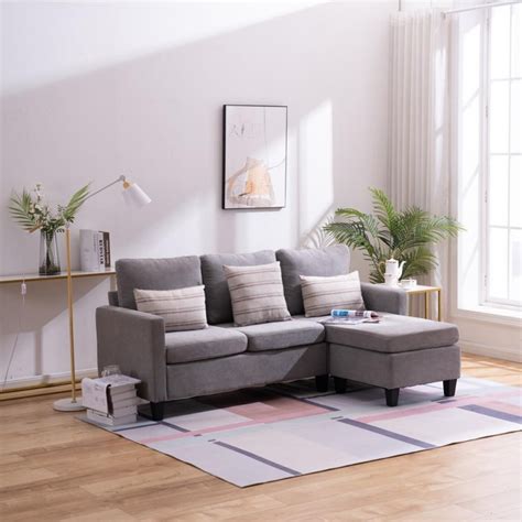 Zimtown Convertible Sectional Sofa Couch With Reversible Chaise L