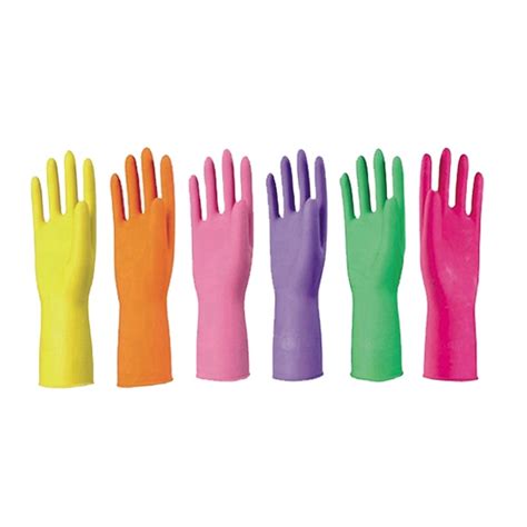 Dish Washing Cleaning Kitchen Latex Rubber Household Gloves Flock Lined Household Latex Gloves