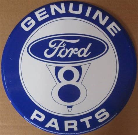 V 8 Genuine Ford Parts Round Garage Mechanic Shop Retro Tin Sign Fd11
