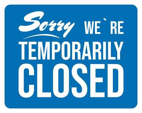 Sorry We Are Temporarily Closed Blue Sign Vector Kirtland Force