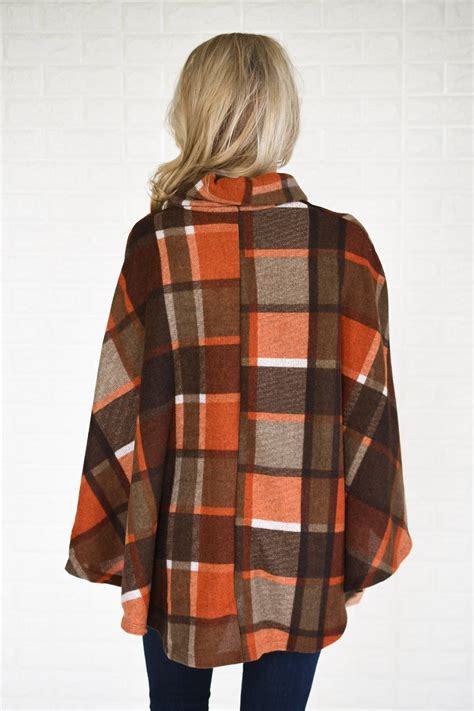 Colors Of Fall Plaid Poncho Top The Pulse Boutique