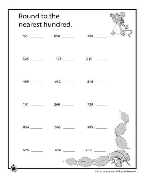 Fall Math Worksheets - Rounding Hundreds | Woo! Jr. Kids Activities