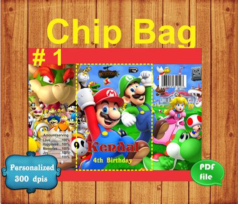 Super Mario Chip Bag Choose Your Design Preferred Chip Bag Etsy Uk