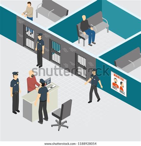 Police Department Pretrial Provisional Detention Prison Stock Vector