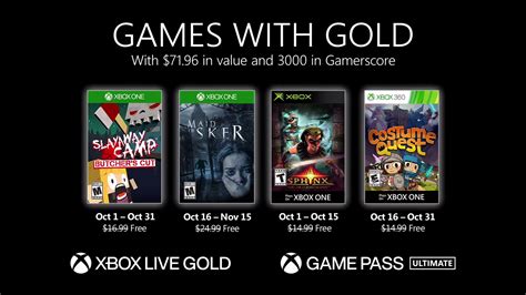 Xbox Live Games With Gold Announced For October 2020
