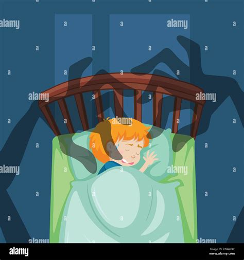 A Boy Having A Nightmare Stock Vector Image And Art Alamy