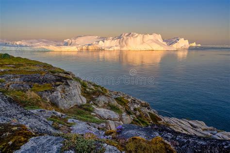 Greenland Ilulissat Glaciers At Ocean At Polar Night Stock Image