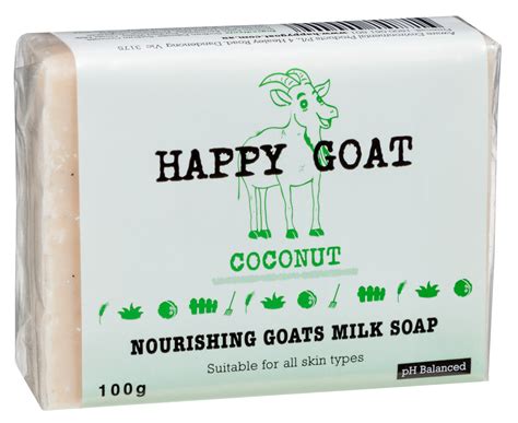 4 X Happy Goat Nourishing Goats Milk Soap Coconut 100g Au