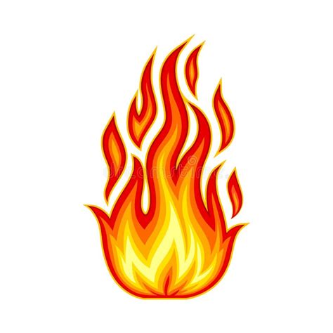 Bright Fire Blaze Isolated On White Background Vector Illustration