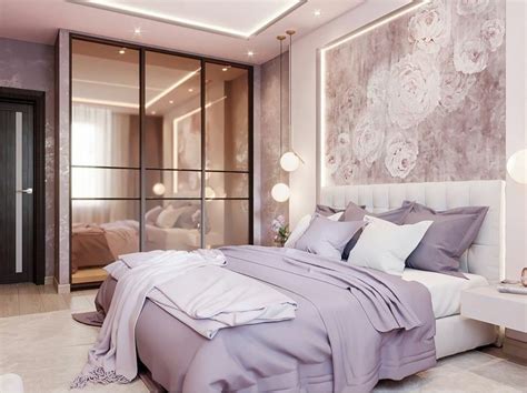 Soft And Feminine Bedroom With Mirrored Wall Luxury Bedroom Design