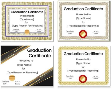Certificate Template Editable Certificate Graduation Diploma Custom Images