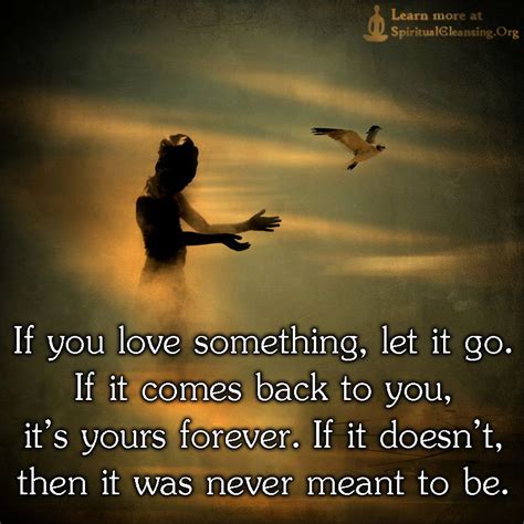 Imagine holding on to something with both of your hands and someone comes to you and has this amazing gift to offer. If you love something, let it go. If it comes back to you, it's yours forever. If it doesn't ...