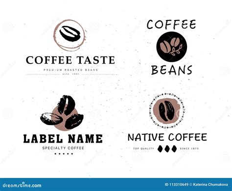 Vector Collection Of Hand Drawn Coffee Logo Design Elements Isolated On