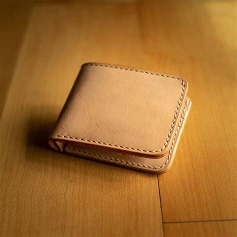 Natural Vegetable Tanned Leather Wallet Bifold Wallet Etsy