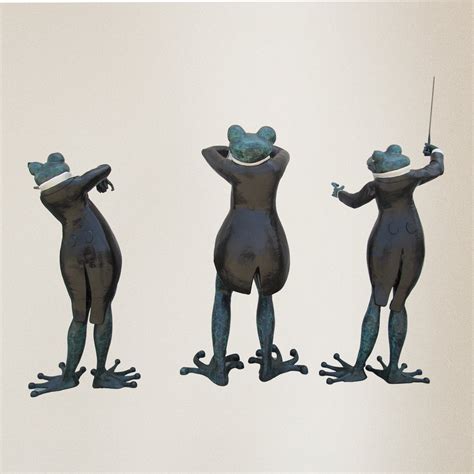 Monumental Three Frogs Playing Musical Instruments Premium Bronze