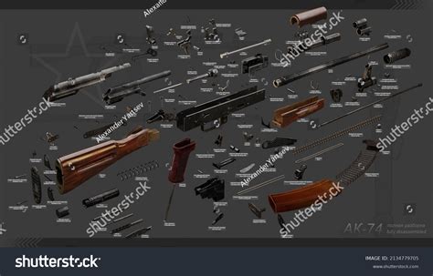 Classic Assault Rifle Exploded Diagram On Stock Illustration 2134779705