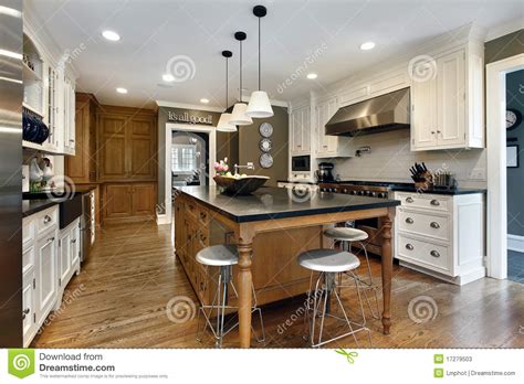 Modern Kitchen With Center Island Stock Image Image Of Luxury Meal