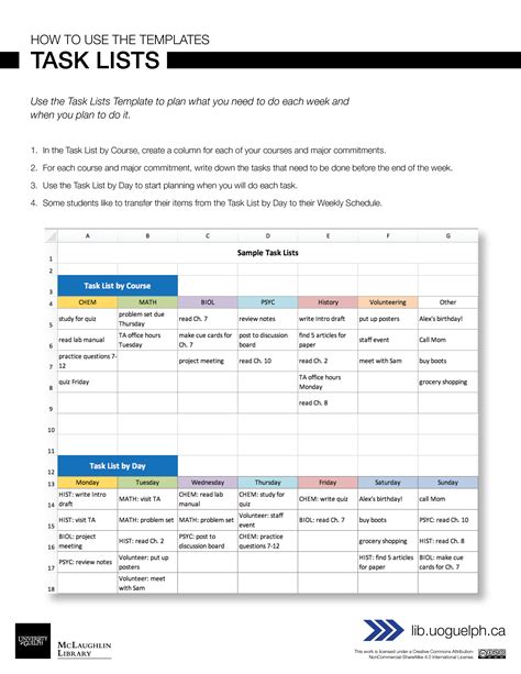 Weekly Task List Template Excel For Your Needs