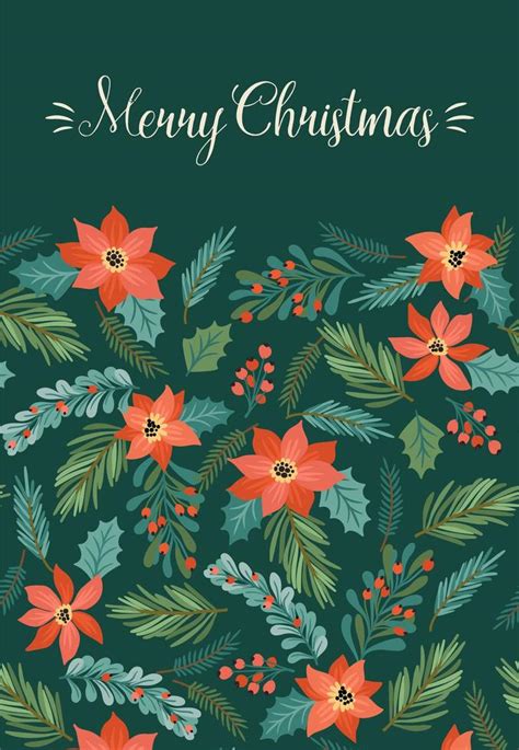Cute Floral Christmas Greeting Card Template 1361782 Vector Art At Vecteezy