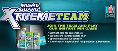 Our gift cards have no additional processing fees so they important: Right Guard Xtreme Team Instant Win Game (Win $500 Gift ...